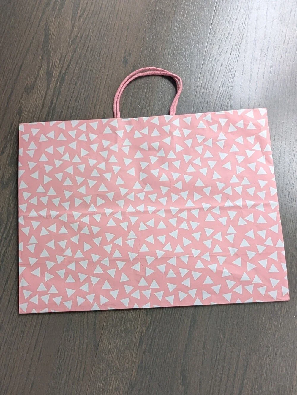 Spritz Pink & White Triangle Geometric Extra Large Paper Gift Bag 16x12x6